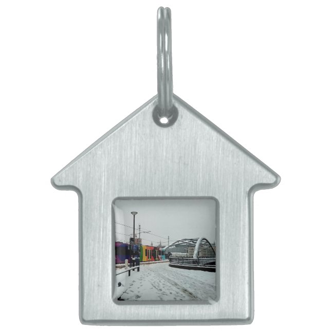 Placa Para Mascotas Tranvía a rayas (Frente)