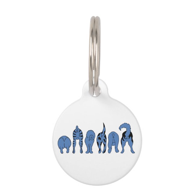 Placa Para Mascotas Traseros de Perro Azul (Anverso)