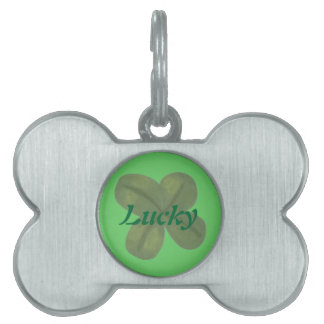 Placa Para Mascotas Trébol de cuatro hojas, con las etiquetas