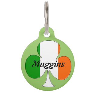 Placa Para Mascotas Trébol irlandés de la bandera
