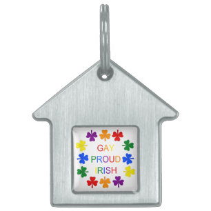Placa Para Mascotas Tréboles de arcoíris LGBT orgullosos irlandeses ga