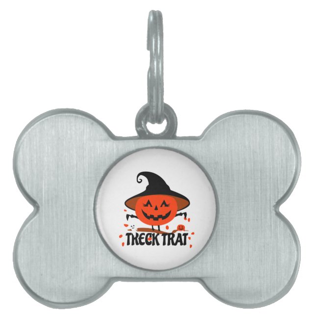Placa Para Mascotas Treck Trat Pumpkin Sonriente (Frente)