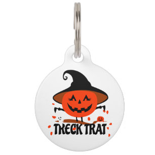 Placa Para Mascotas Treck Trat Pumpkin Sonriente