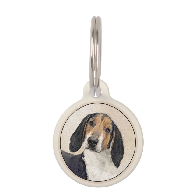 Placa Para Mascotas Treeing Walker Coonhound Painting - Arte original (Anverso)