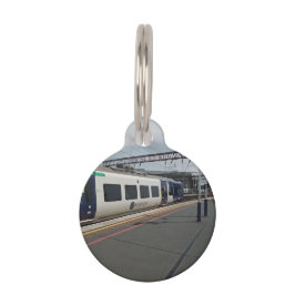 Placa Para Mascotas Tren azul y blanco