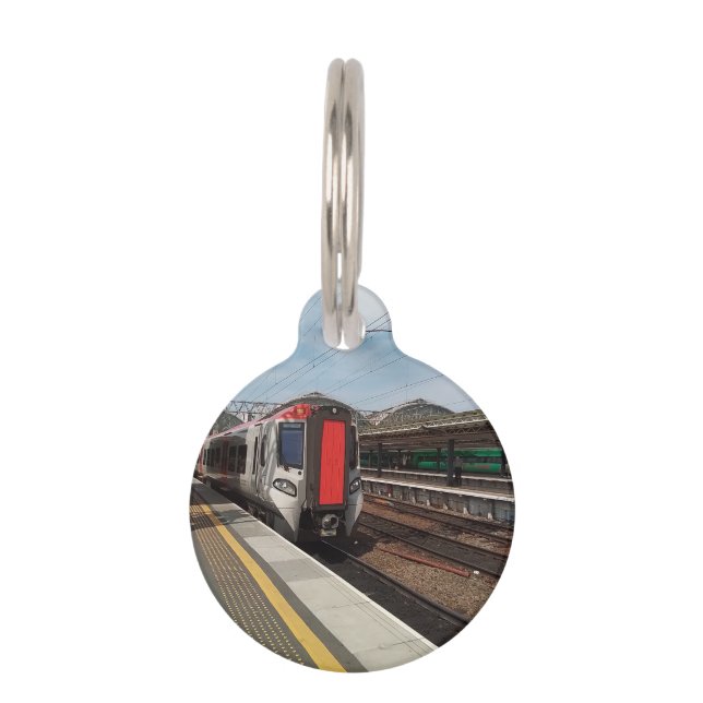 Placa Para Mascotas Tren rojo y gris (Anverso)