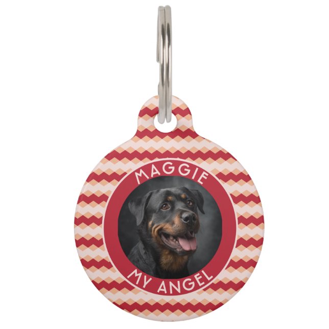 Placa Para Mascotas Trendy Animal Lover Gift Chevron Pattern (Anverso)