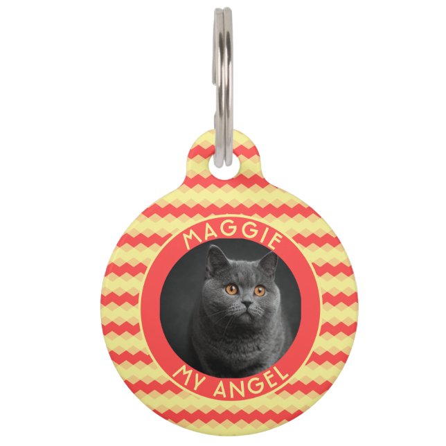 Placa Para Mascotas Trendy Custom Cat Mom Gift Chevron Geometry (Anverso)