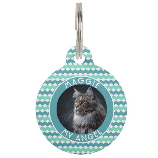Placa Para Mascotas Trendy Dog Lover Present Abstract Chevron (Anverso)