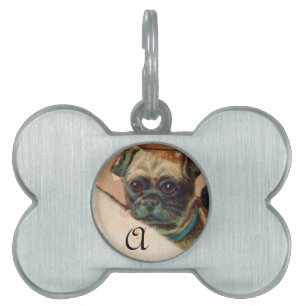 Placa Para Mascotas TRES DOGGIES CON ROSAS MONOGRAMA detalle