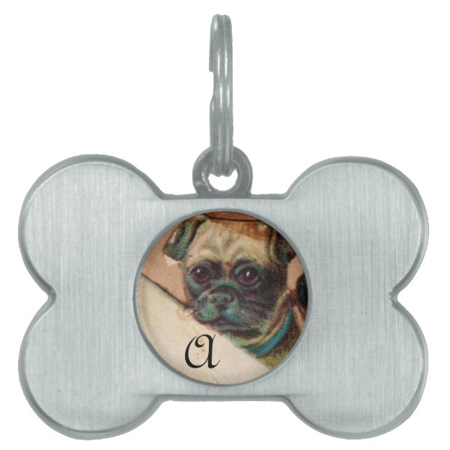 Placa Para Mascotas TRES DOGGIES CON ROSAS MONOGRAMA detalle (Frente)