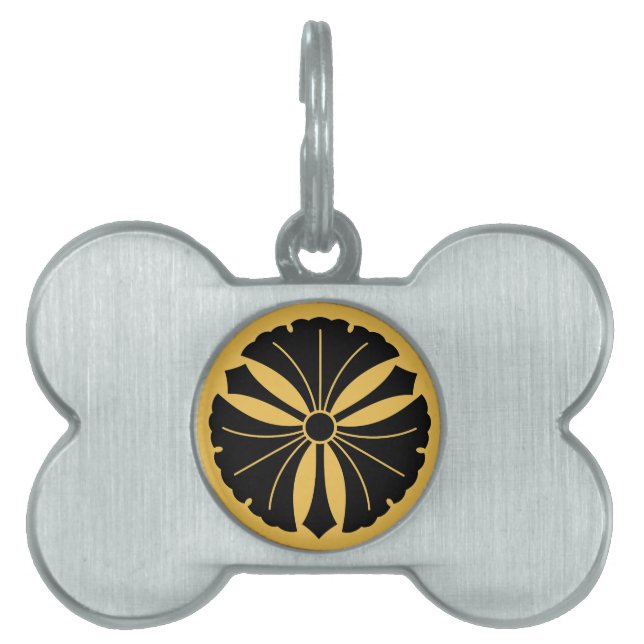 Placa Para Mascotas Tres hojas de ginkgo con espadas (Frente)