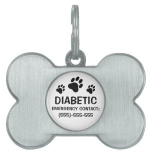 Placa Para Mascotas Tres Huellas de Pezuña Alerta Médica de Diabetes