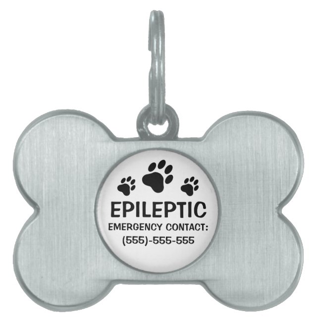 Placa Para Mascotas Tres pinturas Imprimen Alerta Médica Epilepsia (Frente)