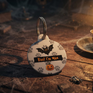 Placa Para Mascotas Tripulación de Boo de Halloween de Cachorro de Cal