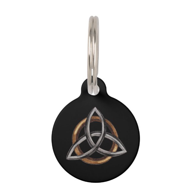 Placa Para Mascotas Triquetra (Marrón/Plata) (Anverso)