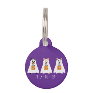 Placa Para Mascotas Truco O Tratamiento Corgi Ghost Dogs Halloween