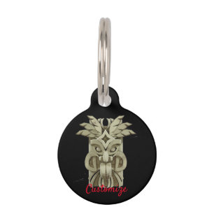 Placa Para Mascotas Trueno de escultura tiki tallada