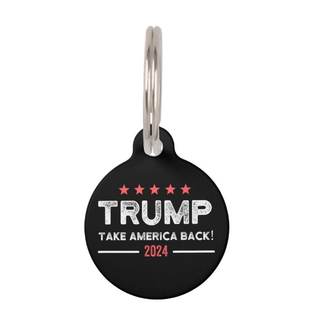 Placa Para Mascotas Trump 2024 Take America Back (Anverso)
