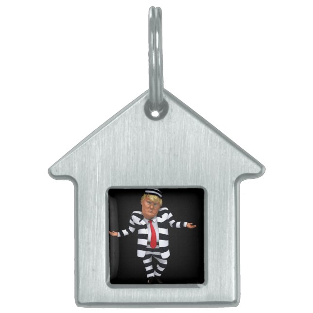 Placa Para Mascotas Trump con Ropa de Presidio (Frente)