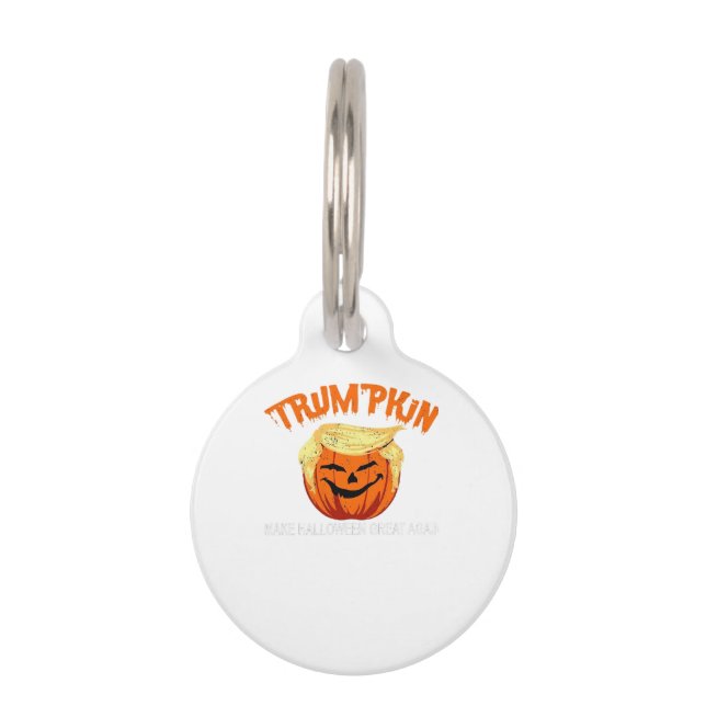Placa Para Mascotas Trumpkin de Halloween vuelve a hacer grande a Hall (Anverso)