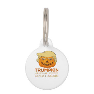 Placa Para Mascotas Trumpkin Halloween Funny Classic
