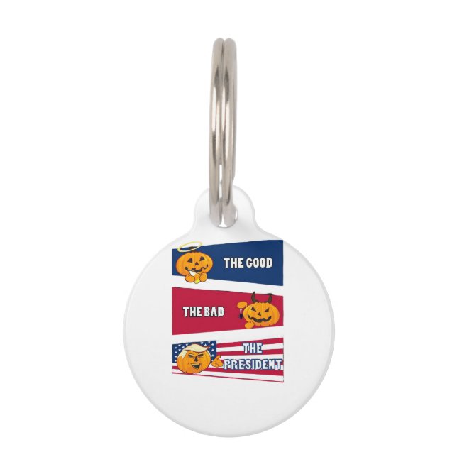 Placa Para Mascotas Trumpkin presidente Halloween (Anverso)