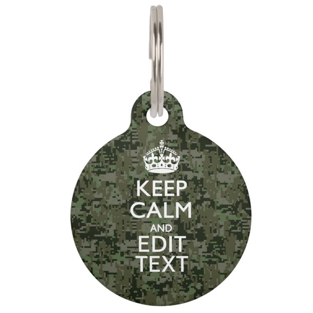 Placa Para Mascotas Tu Camuflaje Digital de Texto Woodland Mantén La C (Anverso)