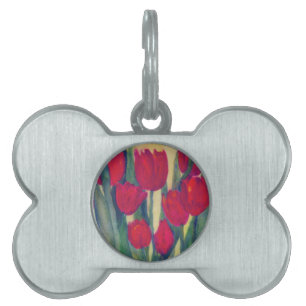 Placa Para Mascotas tulipán rojo