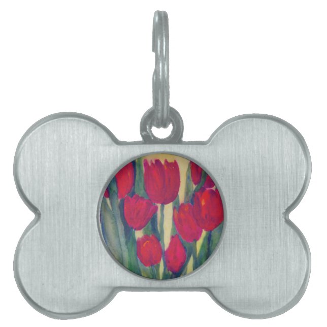 Placa Para Mascotas tulipán rojo (Frente)