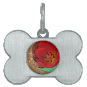 Placa Para Mascotas Tulipán rojo y amarillo primavera