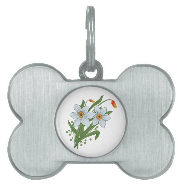 Placa Para Mascotas Tulipanes y Flores de Narcisos (Frente)