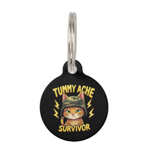 Placa Para Mascotas Tummy Ache Survivor Meme De Gato Diciendo Retro