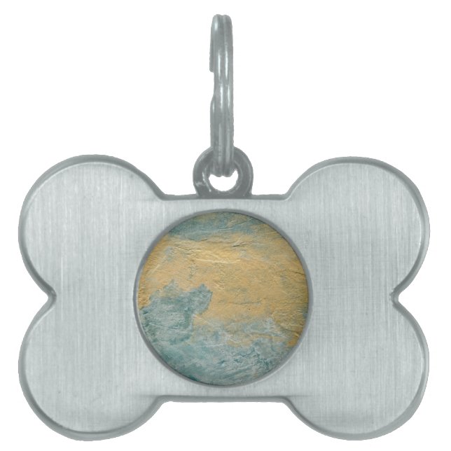 Placa Para Mascotas Turquesa de Cobre Acabado Falso (Frente)