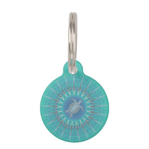 Placa Para Mascotas Turquesa dorada Mandala