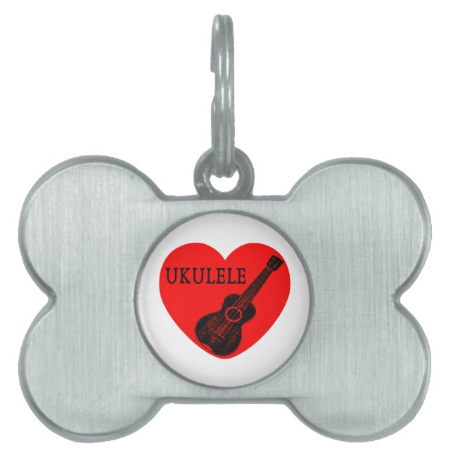 Placa Para Mascotas Ukulele Love (Frente)