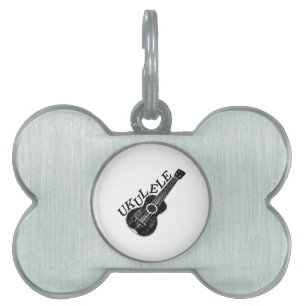 Placa Para Mascotas Ukulele Mensajes De Texto E Imagen