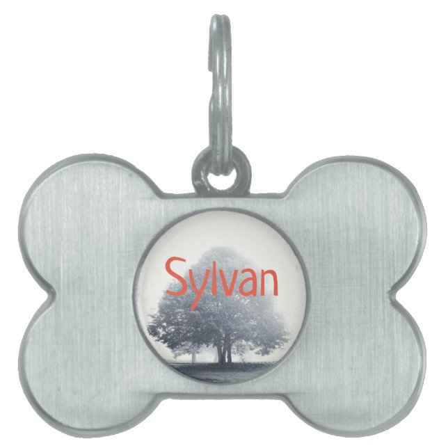 Placa Para Mascotas Un árbol en la niebla para Silvan (Frente)
