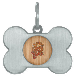 Placa Para Mascotas Un dragón rojo como el bambú