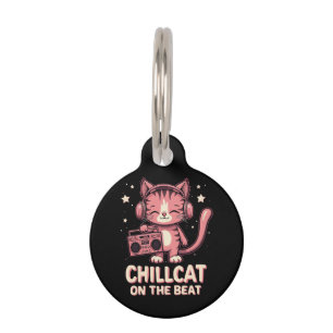 Placa Para Mascotas Un gato fino en el diseño de moda