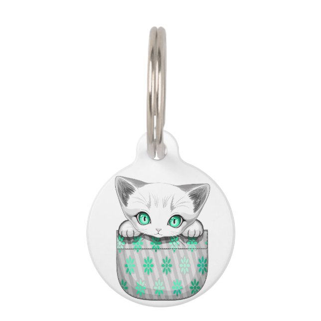 Placa Para Mascotas Un gato lindo y juguetón al máximo desde un bolsil (Anverso)