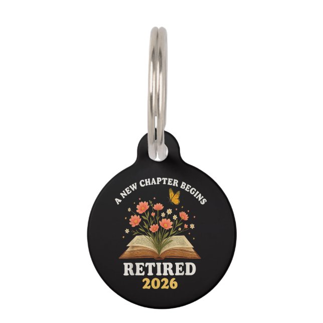 Placa Para Mascotas Un Nuevo Capítulo Comienza Jubilado 2026 (Anverso)