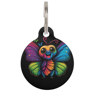 Placa Para Mascotas Una mariposa de color arcoiris