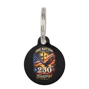 Placa Para Mascotas Una Nación Bajo Dios 250 Años 250 Aniversario 