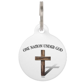 Placa Para Mascotas Una nación bajo Dios con cruz robusta
