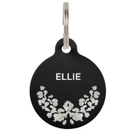 Placa Para Mascotas Único Personalizable Con Flores