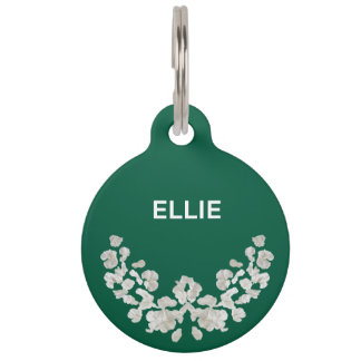 Placa Para Mascotas Único Personalizable Con Flores