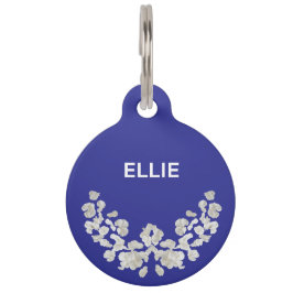 Placa Para Mascotas Único Personalizable Con Flores