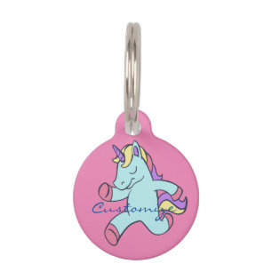 Placa Para Mascotas Unicornio azul que corre Thunder_Cove