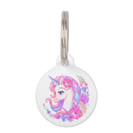 Placa Para Mascotas Unicornio de Arcoíris Mágico Personalizado 